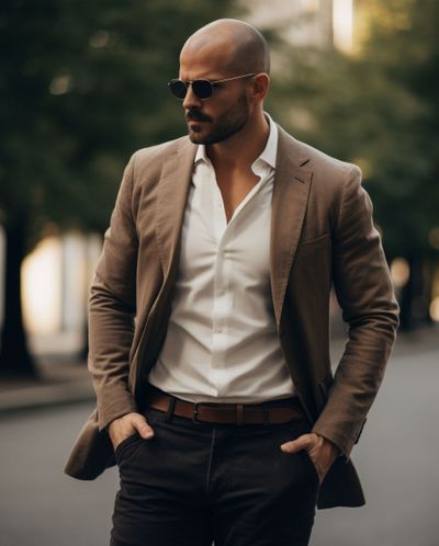 Brown Jacket with Black Jeans